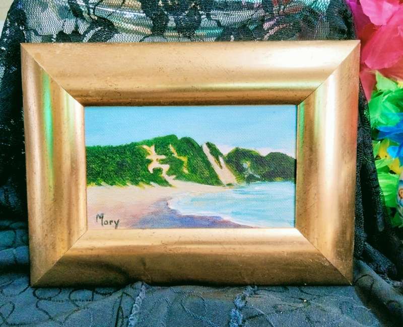 Miniature Painting  Seascape small Oil on board  scene Exquisite