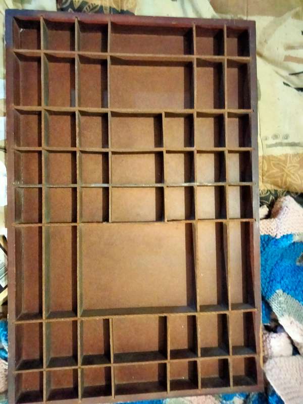 PRINTERS TRAY Wood - 52  Spaces Large wood look at my Buy Now listings No Waiting