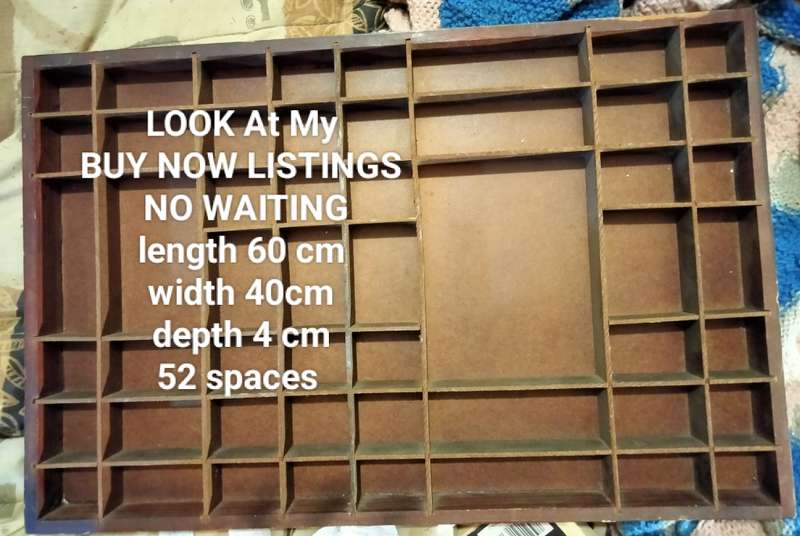 PRINTERS TRAY Wood - 52  Spaces Large wood look at my Buy Now listings No Waiting