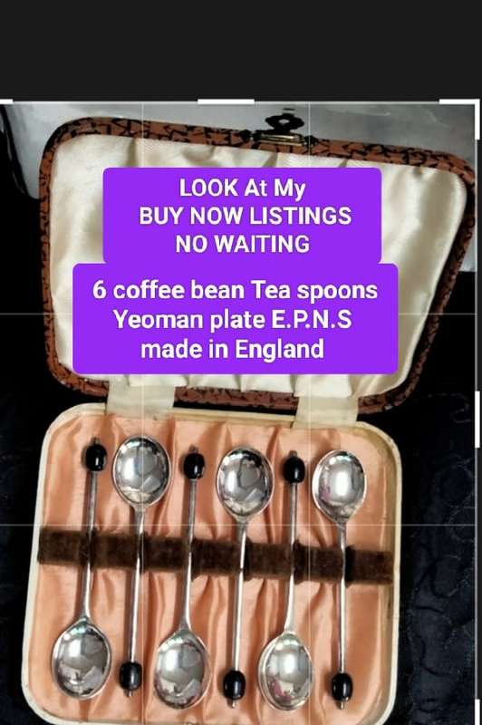 set boxed 6 Coffee bean Tea Spoons  Yeoman Plate EPNS England
