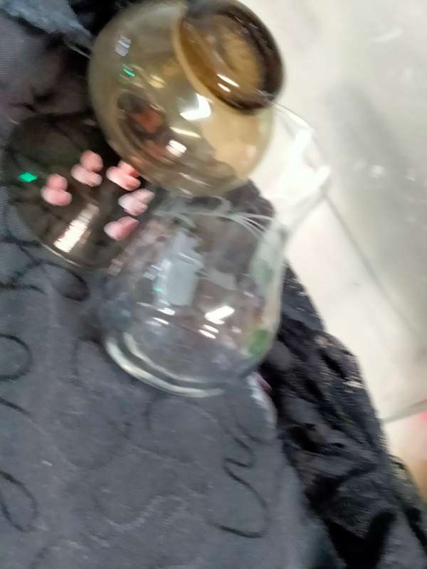 VASES -2 Posy Bud Glass 1 Smokey hand painted pink blossoms 1 clear swirl glass etched flowers LOOK