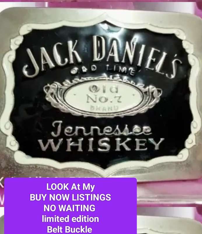 Belt BUCKLE+ Tin empty JACK DANIELS OLD TIME No.7 TENNESSEE WHISKEY 2COLOUR ENAMEL SILVER TONE METAL