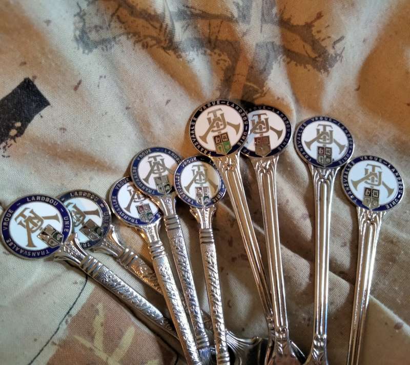 17-Enameled Emblem 13 TRANSVAAL SE-VROUE LANDBOU UNIE Spoon+Cake fork LOOK At my BUY NOW*NO WAITING