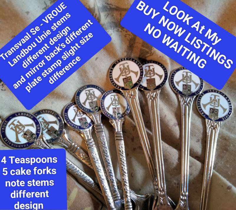 17-Enameled Emblem 13 TRANSVAAL SE-VROUE LANDBOU UNIE Spoon+Cake fork LOOK At my BUY NOW*NO WAITING