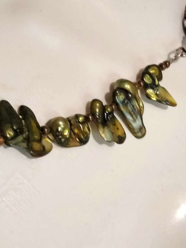 Necklace+ bracelet - Keisha -Fresh Water Pearls  Golden Green Look at my Buy Now -No Waiting