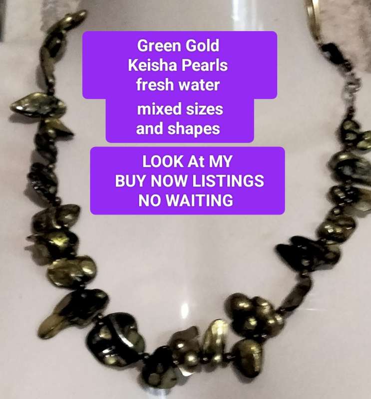 Necklace+ bracelet - Keisha -Fresh Water Pearls  Golden Green Look at my Buy Now -No Waiting
