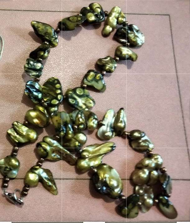 Necklace+ bracelet - Keisha -Fresh Water Pearls  Golden Green Look at my Buy Now -No Waiting