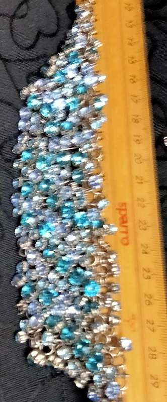SHOW STOPPER Necklace BIB Blue Tones Rhinestone Bib Necklace  LOOK At My BUY NOW *NO WAITING