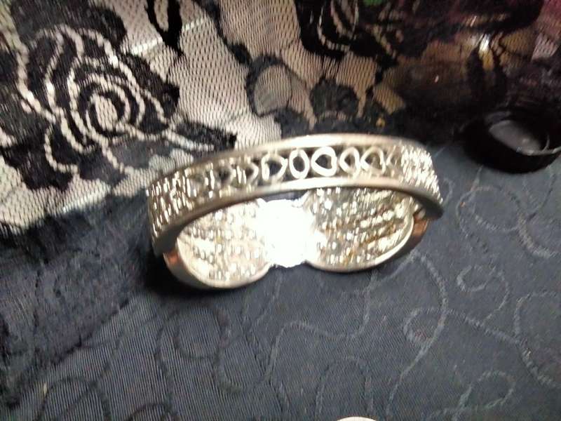 Bangle large  pink Crystal+pave crystals hinged clamper Look at my Buy Now listings No Waiting