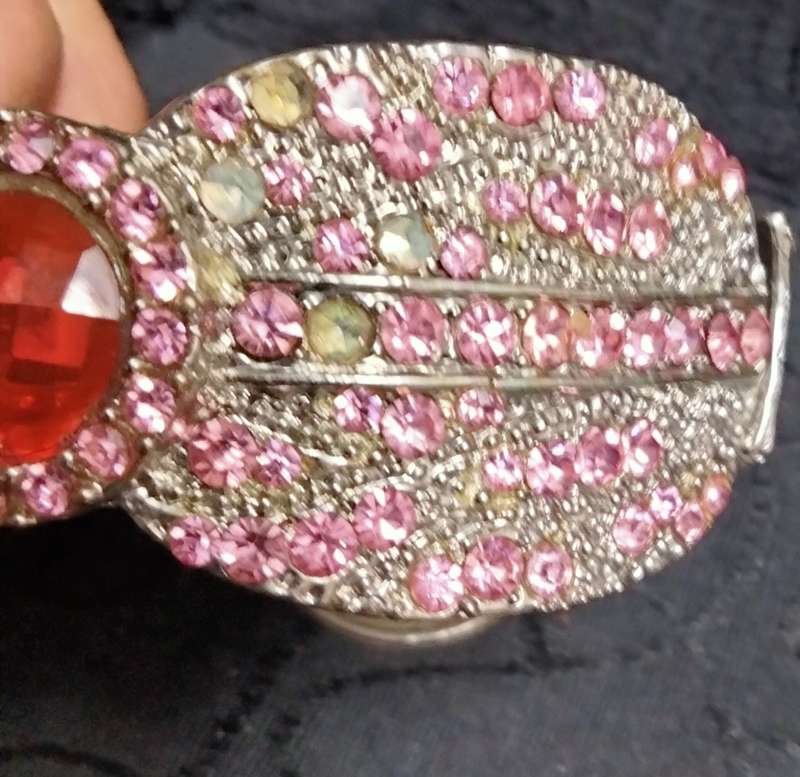 Bangle large  pink Crystal+pave crystals hinged clamper Look at my Buy Now listings No Waiting