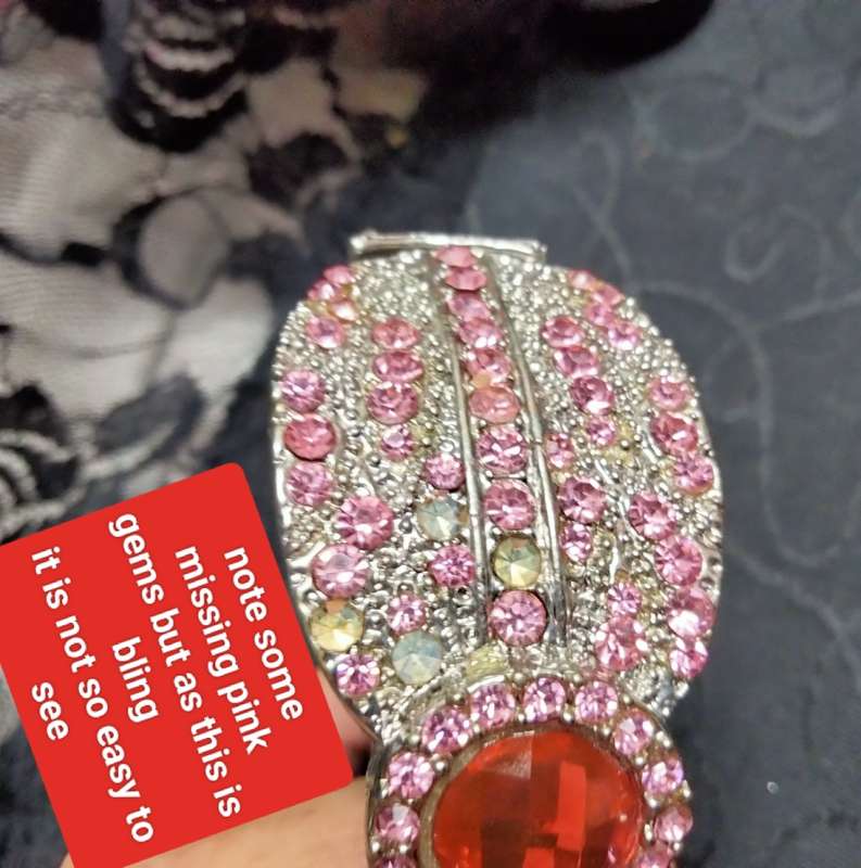 Bangle large  pink Crystal+pave crystals hinged clamper Look at my Buy Now listings No Waiting