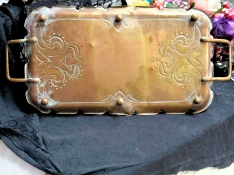 Antique  c1900Art Nouveau Solid BRASS Tray Joseph Sankey+Sons Bilston LOOK At My BUY NOW *NO WAITING