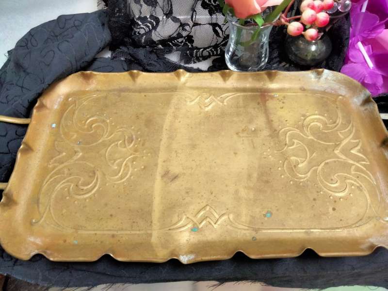 Antique  c1900Art Nouveau Solid BRASS Tray Joseph Sankey+Sons Bilston LOOK At My BUY NOW *NO WAITING