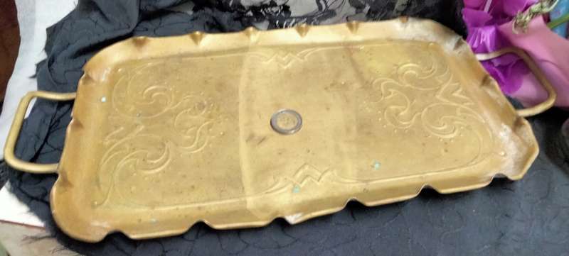 Antique  c1900Art Nouveau Solid BRASS Tray Joseph Sankey+Sons Bilston LOOK At My BUY NOW *NO WAITING
