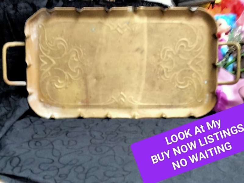 Antique  c1900Art Nouveau Solid BRASS Tray Joseph Sankey+Sons Bilston LOOK At My BUY NOW *NO WAITING