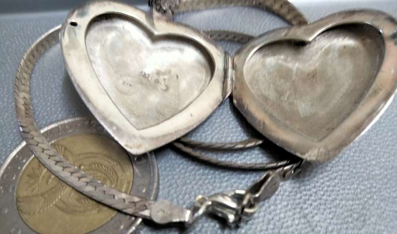 VTGLocket+Choker Chain925 Italy+HEART Sterling Silver 925 double sided LOOK atMy BUY NOW-NO WAITING