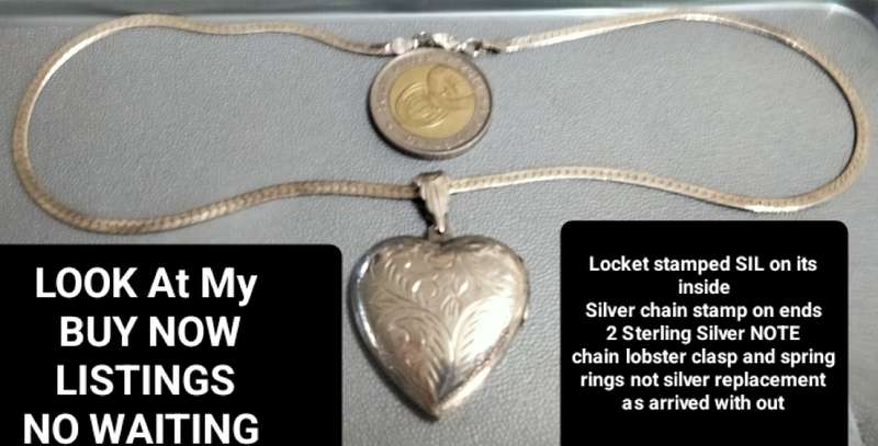 VTGLocket+Choker Chain925 Italy+HEART Sterling Silver 925 double sided LOOK atMy BUY NOW-NO WAITING