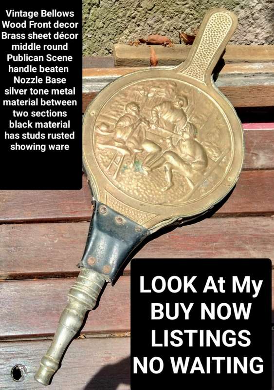 vintage Bellows-Wood Front Sheet Brass Publican SceneNozzle Base metal LOOK At My BUY NOW-NO WAITING