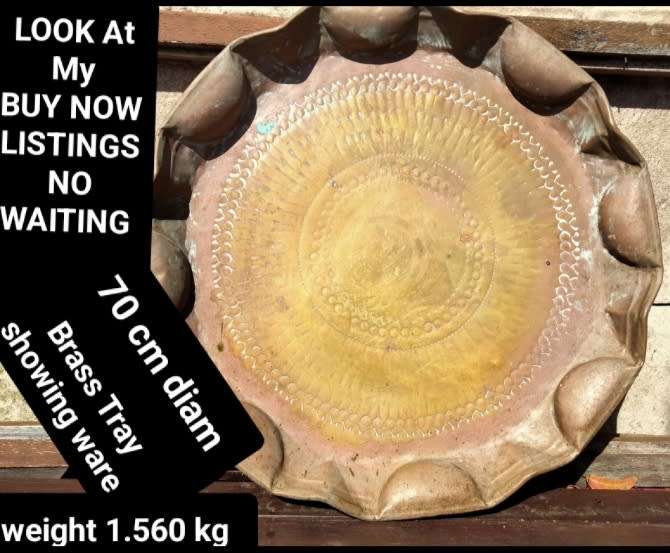 1 LARGE Round  BRASS TRAY 70 cm diam. depth 6 cm*Showing Ware *LOOK At My BUY NOW *NO WAITING