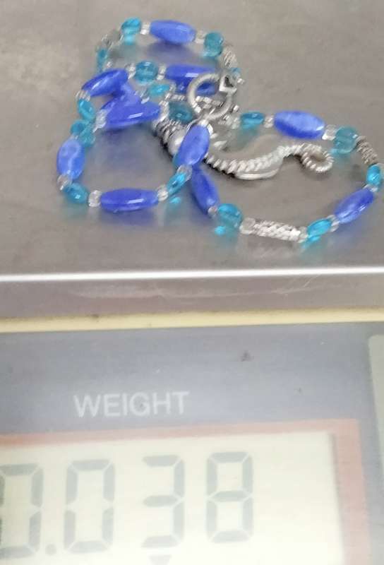 Necklace +SEA HORSE metal Pendant Glass Beads Blue +Turquoise LOOK At My BUY NOW items NO WAITING