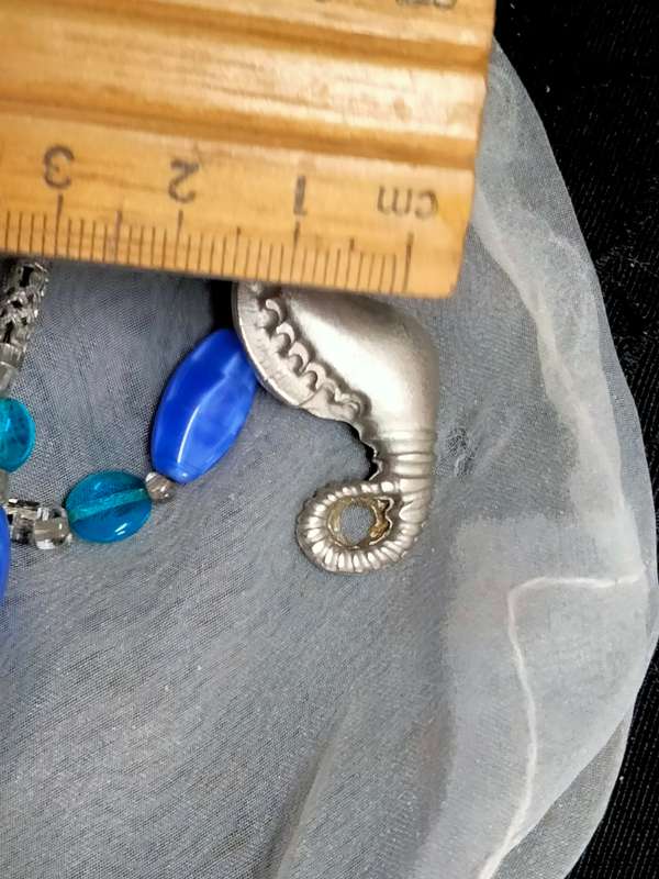 Necklace +SEA HORSE metal Pendant Glass Beads Blue +Turquoise LOOK At My BUY NOW items NO WAITING