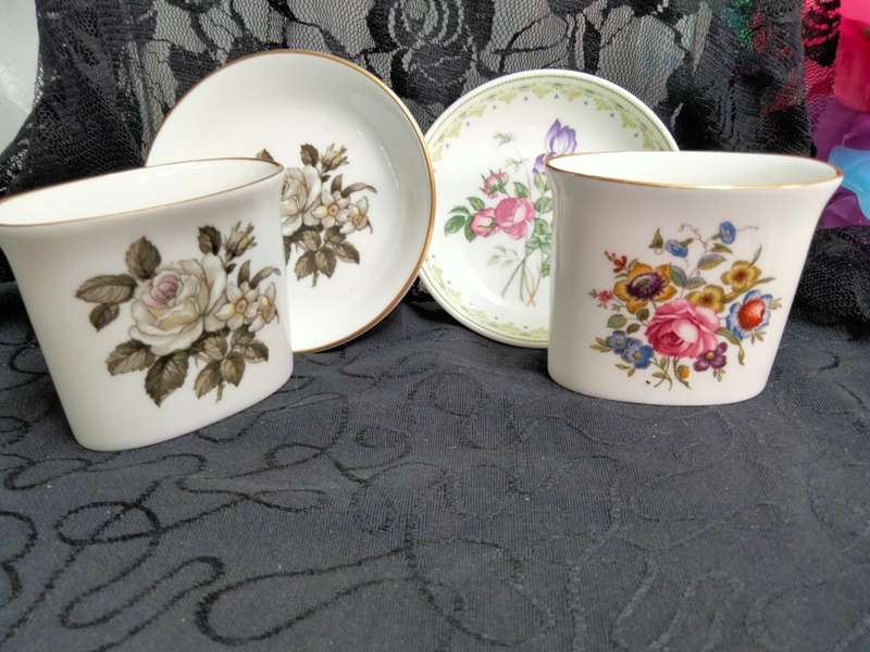 3  PIN Trays*Royal Doulton*Tuscan*Royal Worcester+2 Tooth Pick Holders*LOOK At My BUY NOW*NO WAITING