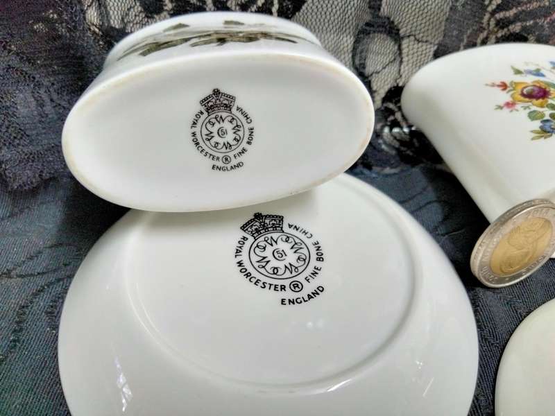 3  PIN Trays*Royal Doulton*Tuscan*Royal Worcester+2 Tooth Pick Holders*LOOK At My BUY NOW*NO WAITING