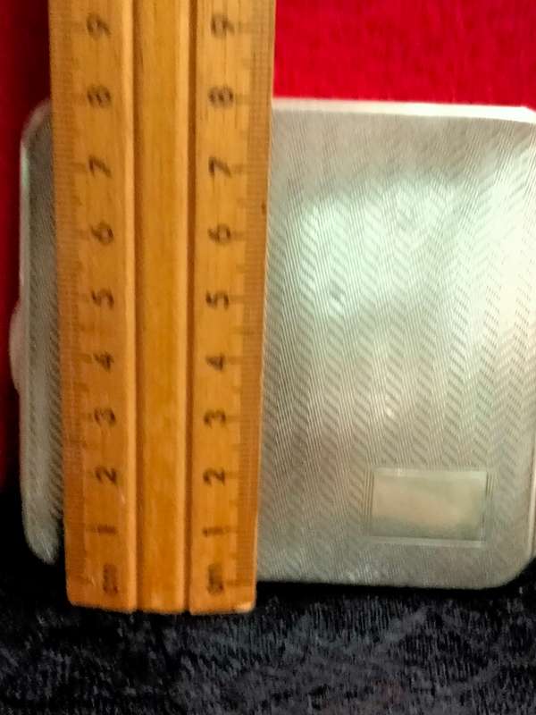 Cigarette case hinged  pattern fishermans rib engine turned decor silver tone metal