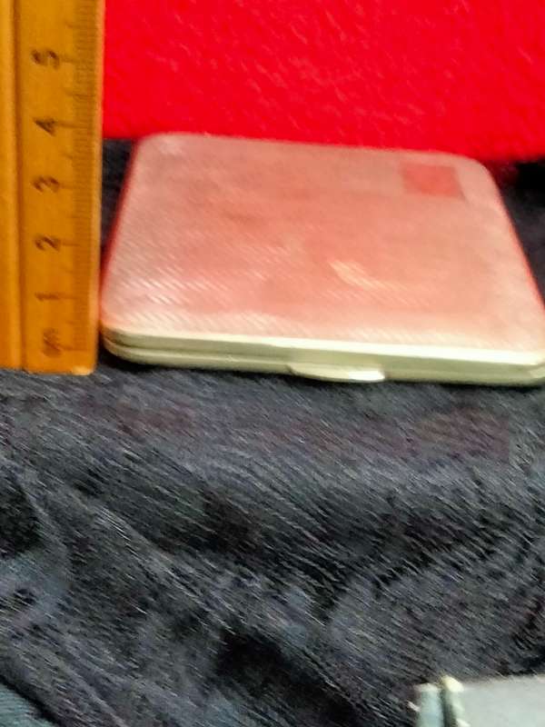 Cigarette case hinged  pattern fishermans rib engine turned decor silver tone metal