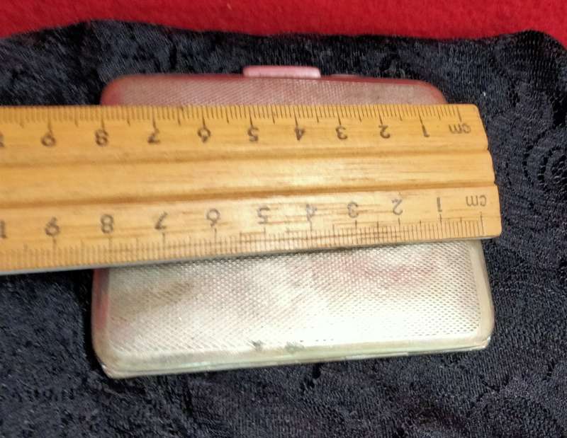 Vintage  Cigarette case - Monogram GA hinged Lid engine turned decor Silver tone metal