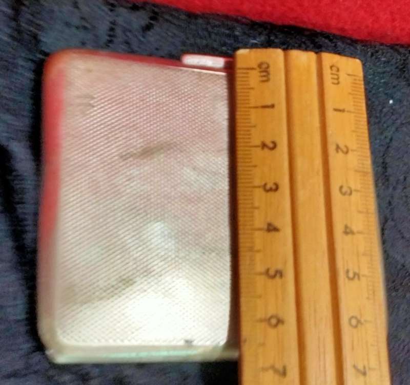 Vintage  Cigarette case - Monogram GA hinged Lid engine turned decor Silver tone metal