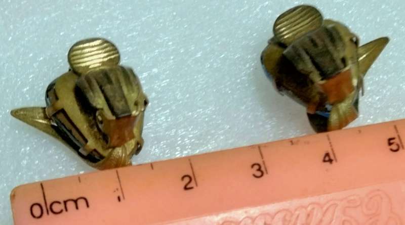 c1960 CLIP ON Earrings -Glass  Cut out leaf trim Gold tone LOOK at My BUY NOW NO WAITING