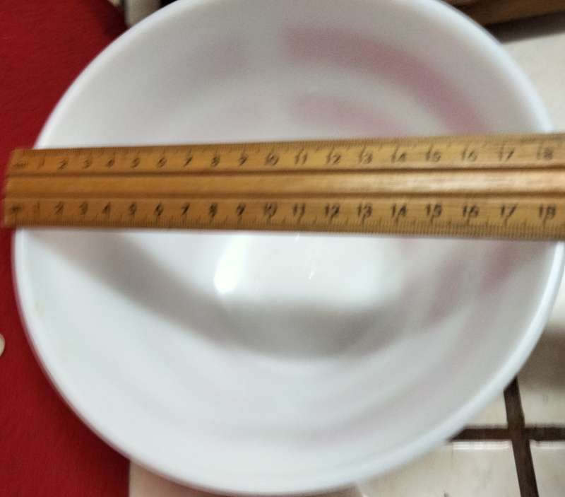2 Milk Glass Bowls Red stripe OPALEX+Plain Great KITCHENALIA decor LOOK At My BUY NOW - NO WAITING