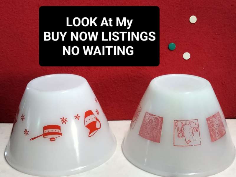 2 Milk Glass Mixing Bowls Decor Novelty - Look at my Buy Now listings No Waiting