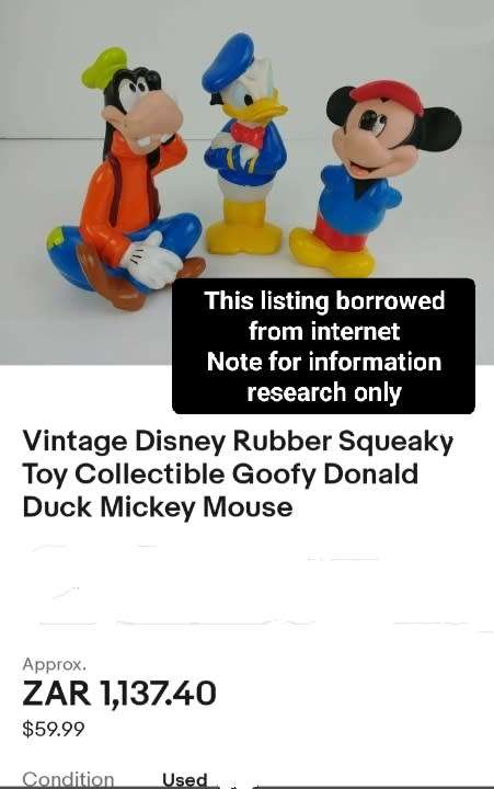 3 Vintage Disney Squeaky Toys All one bidLOOK At My BUY NOW LISTINGS NO WAITING