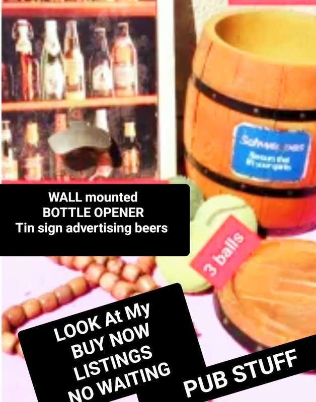 6 *PUB STUFF *Wall mounted METAL BOTTLE OPENER+Schweppes Ice Bucket3 balls 2 Tennis+Surfer Necklace