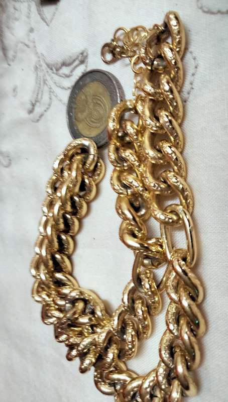 STATEMENT Gold Plate CHUNKY Oval link NECKLACE 42cm 1cm 42gramsLOOK At My BUY NOW* NO WAITING