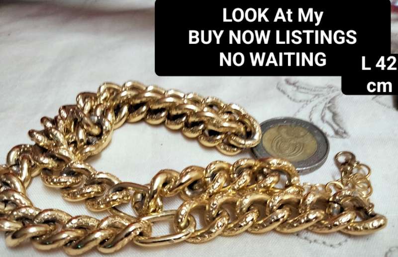 STATEMENT Gold Plate CHUNKY Oval link NECKLACE 42cm 1cm 42gramsLOOK At My BUY NOW* NO WAITING