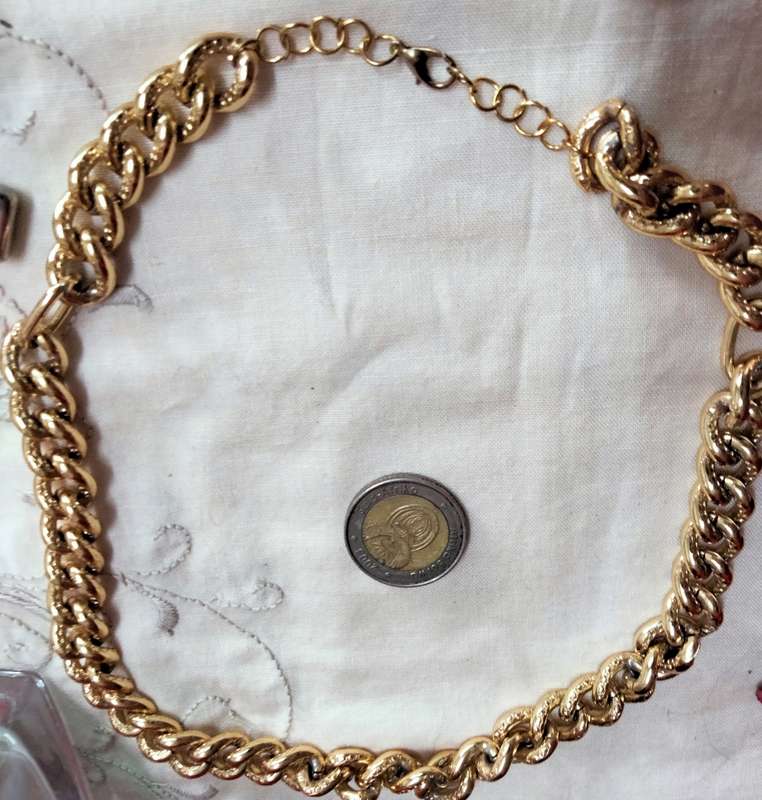 STATEMENT Gold Plate CHUNKY Oval link NECKLACE 42cm 1cm 42gramsLOOK At My BUY NOW* NO WAITING