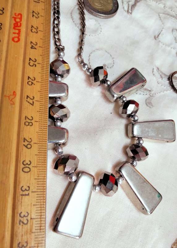 Necklace Mirror faceted glass ball beads+PUFF Triangle -CHUNKY LOOK At My BUY NOW  NO WAITING