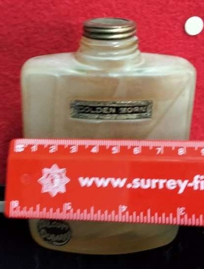 30s Dubarry art deco sunburst Uranium frost glass mesh+label