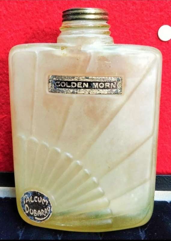 30s Dubarry art deco sunburst Uranium frost glass mesh+label