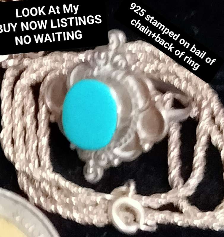 Neck chain* 925stamp on Bale +Dress ring 925 Torquoise faux LOOK  At My BUY NOW LISTINGS NO WAITING