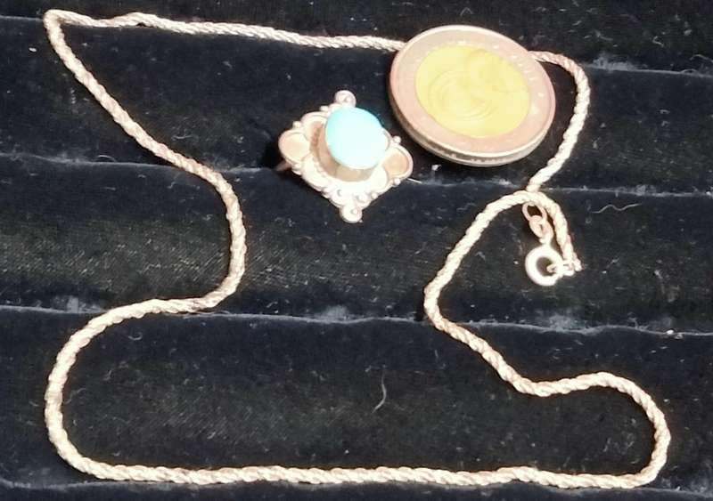 Neck chain* 925stamp on Bale +Dress ring 925 Torquoise faux LOOK  At My BUY NOW LISTINGS NO WAITING
