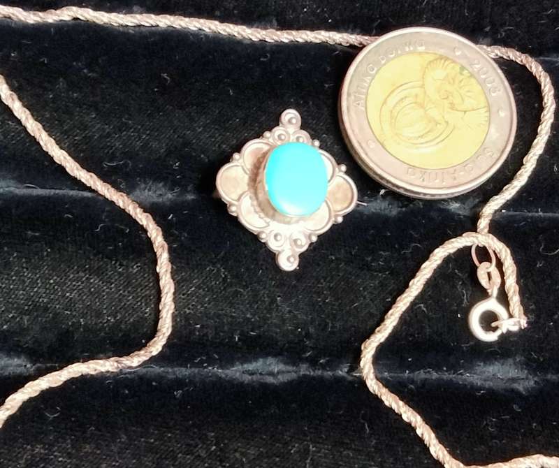 Neck chain* 925stamp on Bale +Dress ring 925 Torquoise faux LOOK  At My BUY NOW LISTINGS NO WAITING