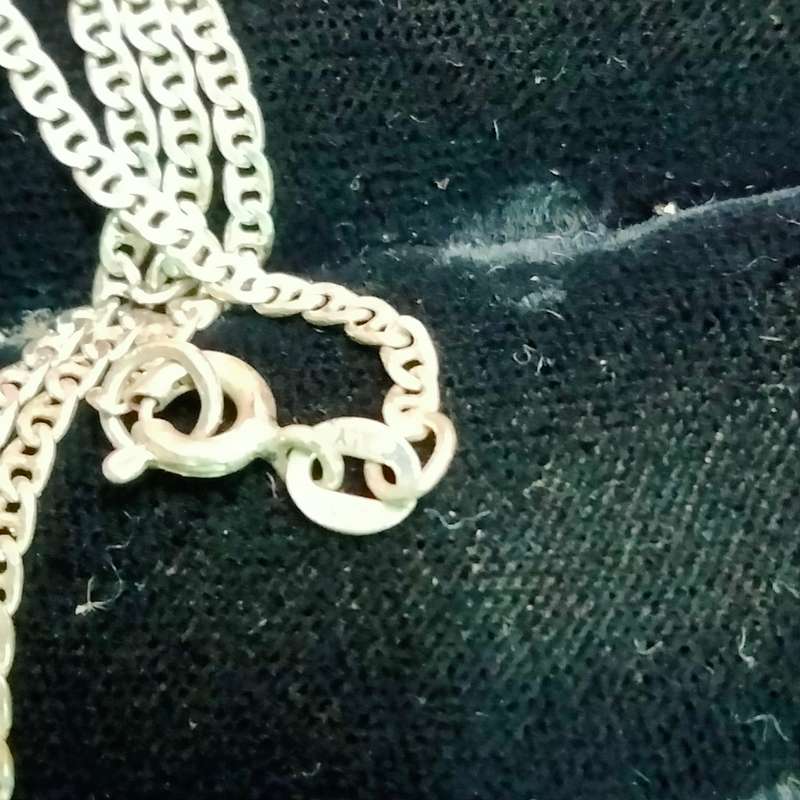 Necklace +Chain Sterling silver stamp 925  pendant large faceted cut stone Chain stamp Italy 925