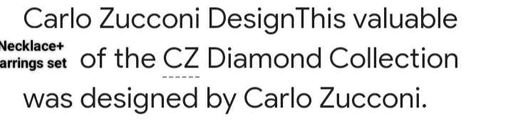 Carlo Zucconi*CZ Diamond Collection Cubic Zirconia*Necklace+SILVER Chain silver tone in original box
