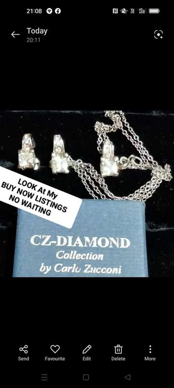 Carlo Zucconi*CZ Diamond Collection Cubic Zirconia*Necklace+SILVER Chain silver tone in original box
