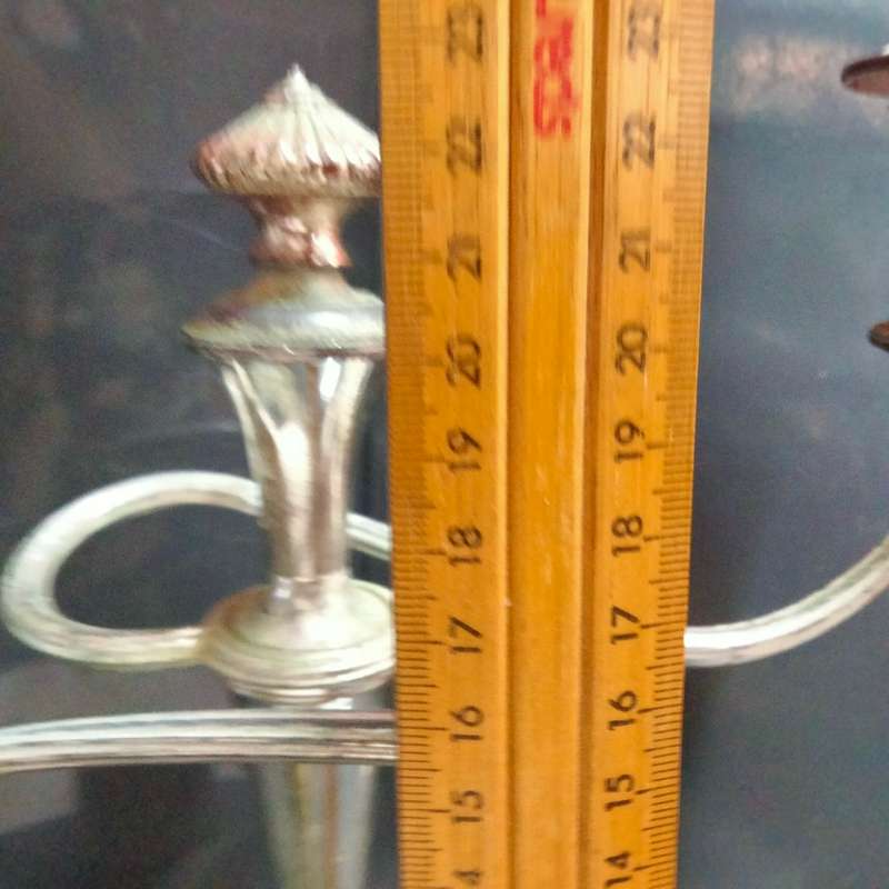 EPNS Candelabra 2cross over ARMS -Middle Flame finial+Embossing Intricate edges top+base rim