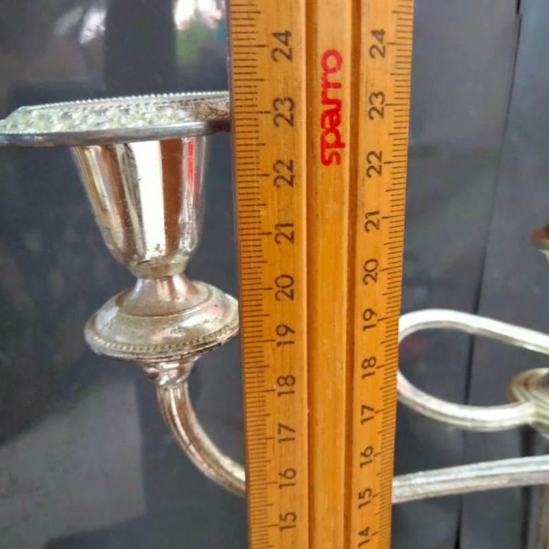 EPNS Candelabra 2cross over ARMS -Middle Flame finial+Embossing Intricate edges top+base rim